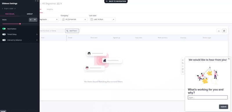 Embed surveys into in-app slideouts with Userpilot