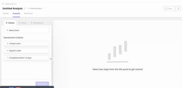 Funnel report creation in Userpilot