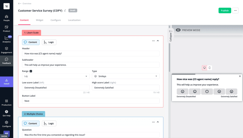 Design a feedback survey with Userpilot