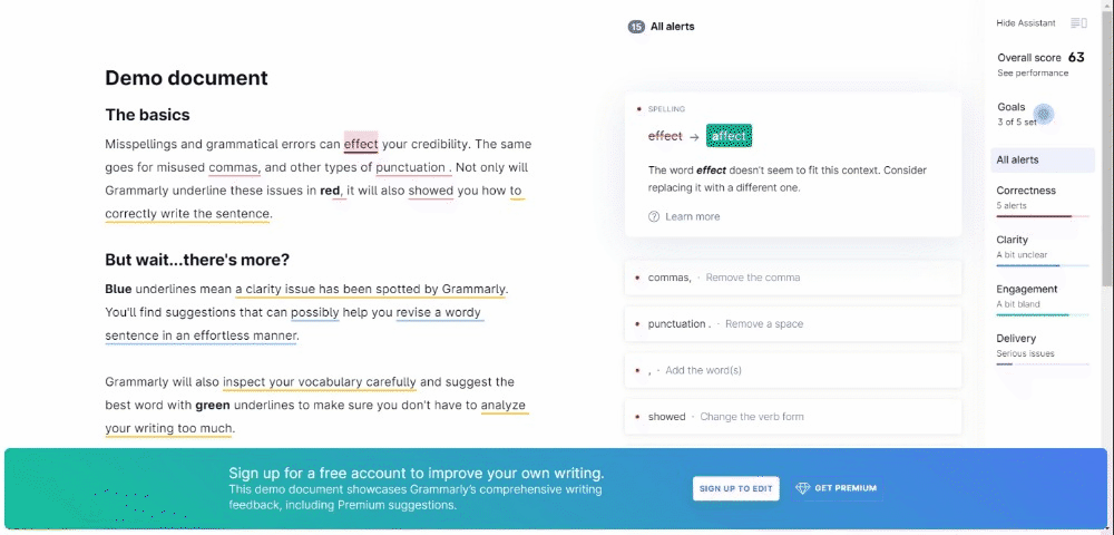 Grammarly’s demo content