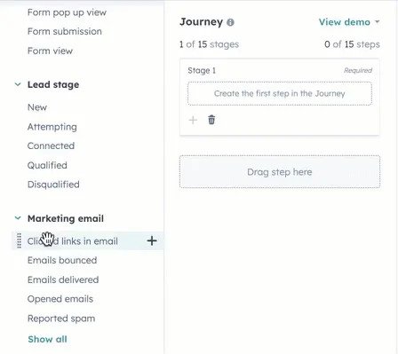steps in HubSpot customer journey reporting