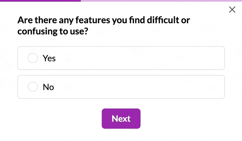 Example of a survey you can create in Userpilot.