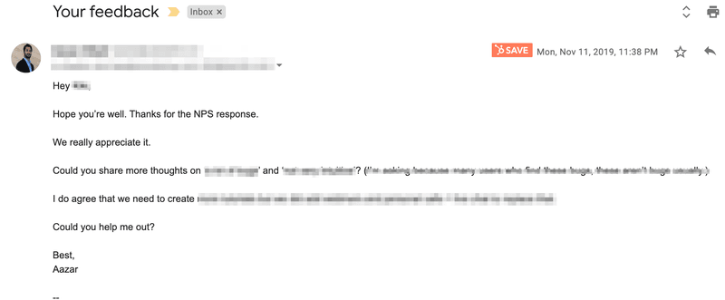 customer feedback follow up e-mail