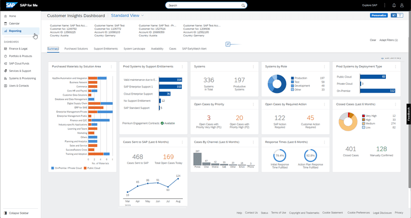 SAP dashboard.