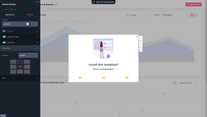 In-app rating feedback modal