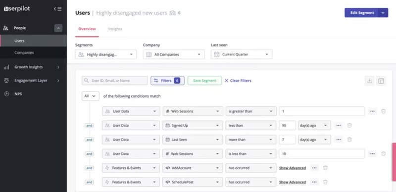 Screenshot of Userpilot interface