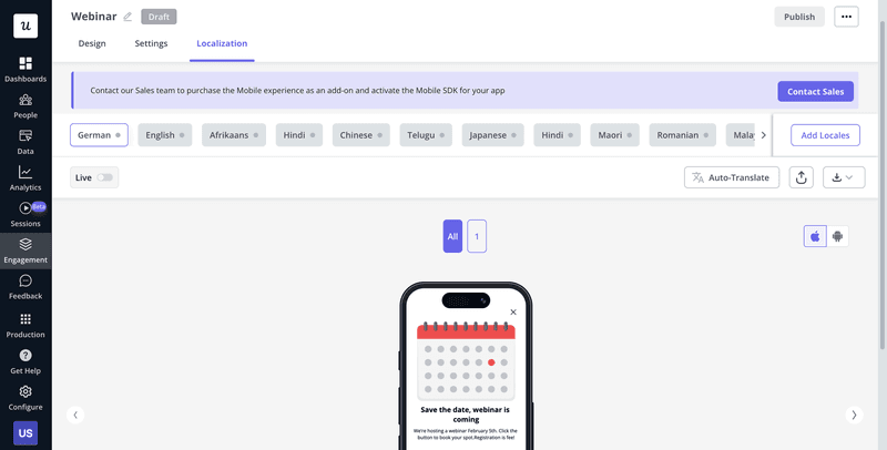 Localize your mobile content with Userpilot