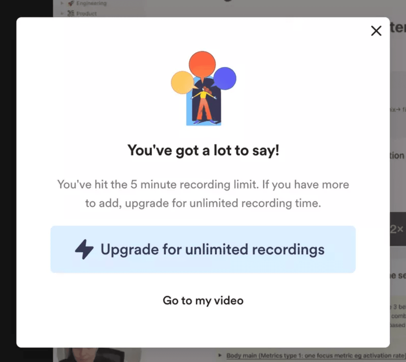 Customer retention strategies: Loom’s upsell modal