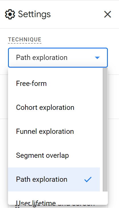 Path exploration is one of many reports available in GA4