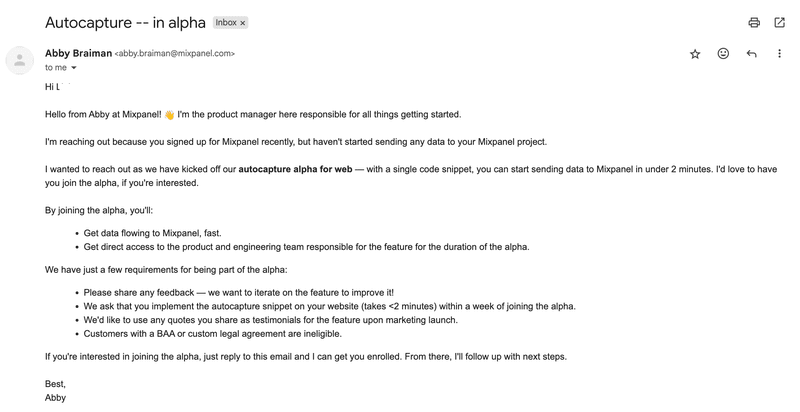 mixpanel retention email