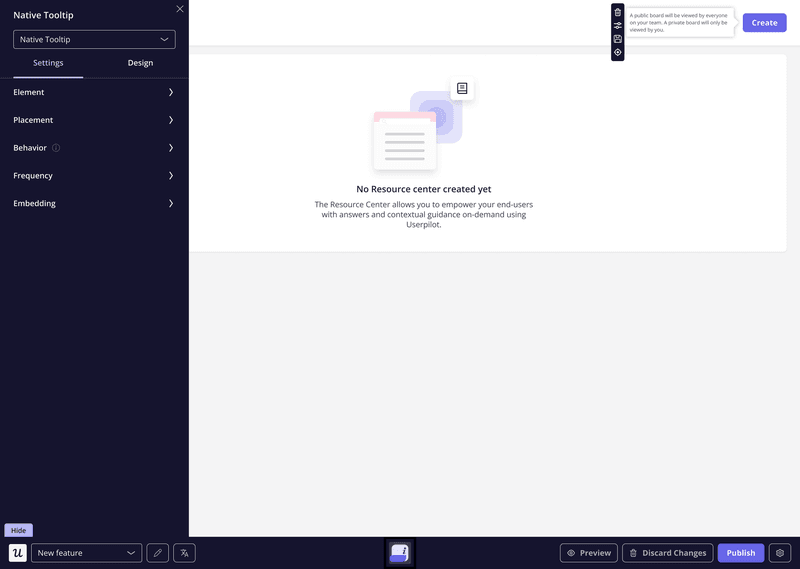 Customer Behavior Analysis Example: Userpilot native tooltip builder