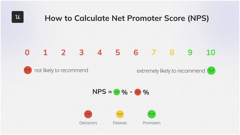 A diagram showing how to calculate the net promoter score