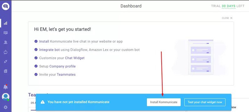 Kommunicate notification bar created with Userpilot.
