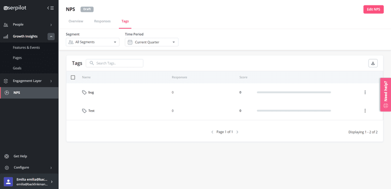 tagging and reviewing nps responses userpilot