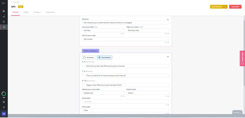 Userpilot NPS response