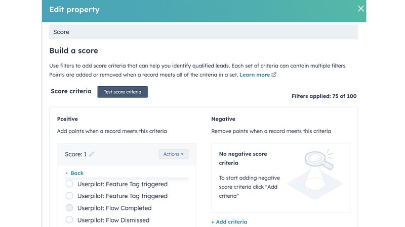 Hubspot product analytics lead scoring