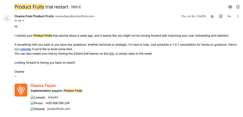 product fruit retention email