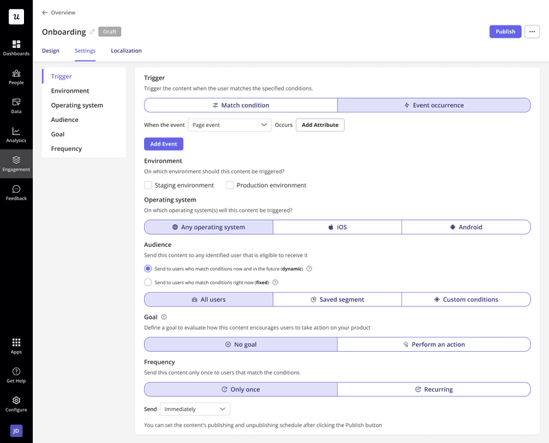 behavioral targeting in-app messages