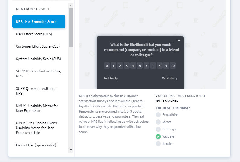 Qualaroo-outil de retour d'information sur les clients