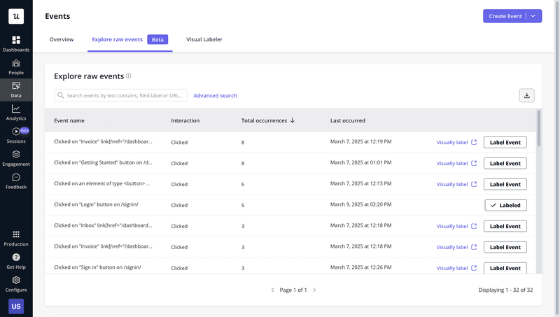 userpilot's raw events 