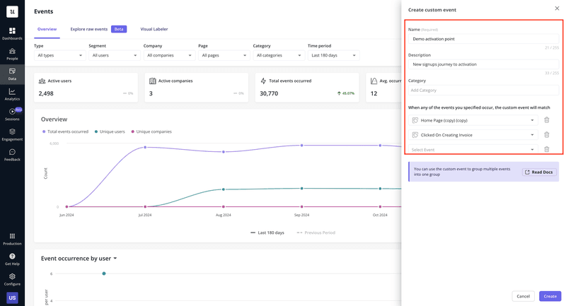 Custom event tracking in Userpilot