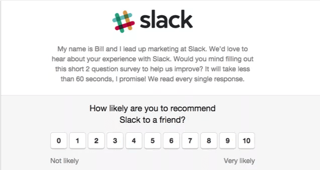Slack NPS survey