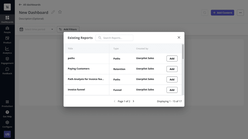 Step 4: Add content to the dashboard
