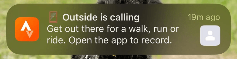 Strava onboarding push notification