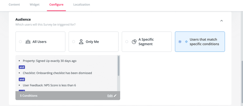 userpilot survey targeting