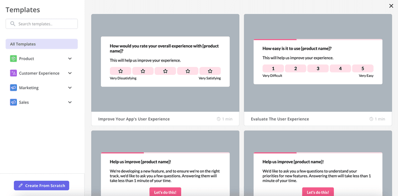 Customer segmentation tools: Userpilot survey template library