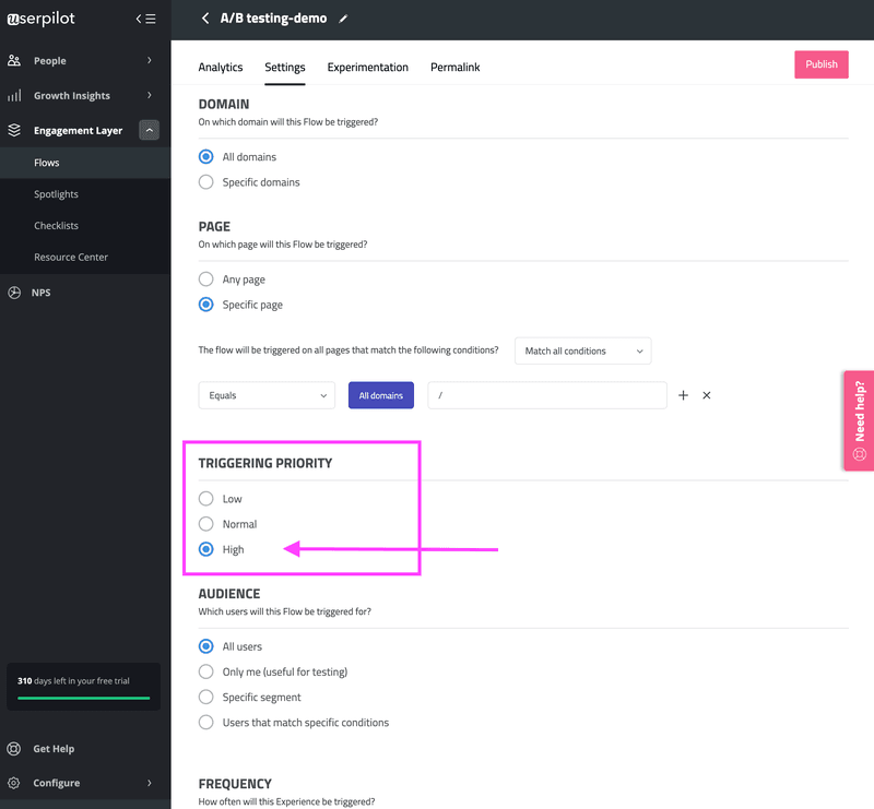 Triggering priority of your in-app flows in Userpilot
