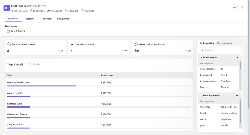 user profile in Userpilot