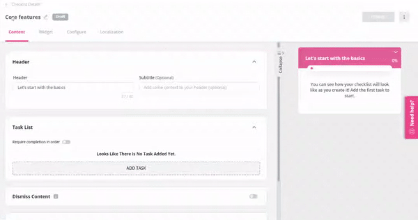 An animation showing the ease of making checklist in Userpilot