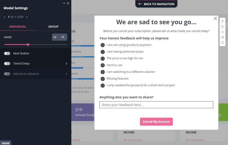 creating a churn survey in userpilot