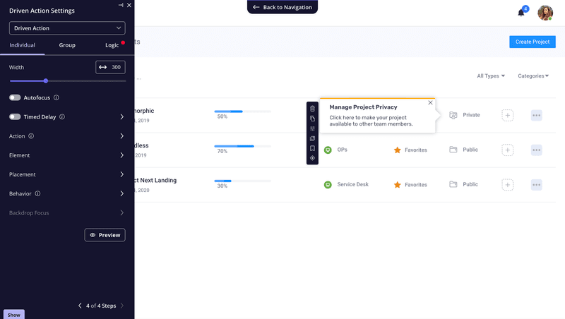 userpilot driven action