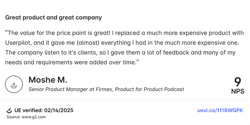 User review: Userpilot pricing