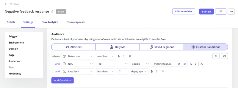 userpilot flow condition settings