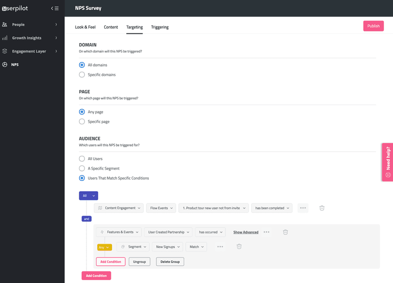 userpilot lets you create an NPS survey