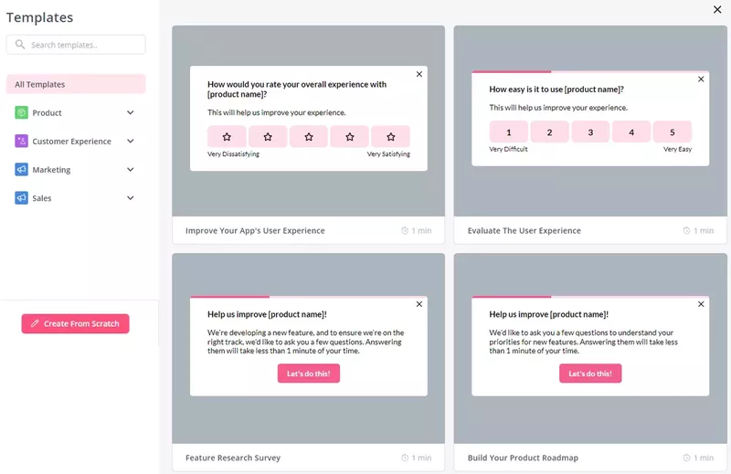 userpilot survey templates