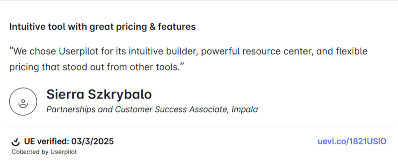 Userpilot testimonial.