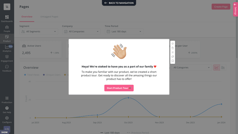 Welcome screen created in Userpilot