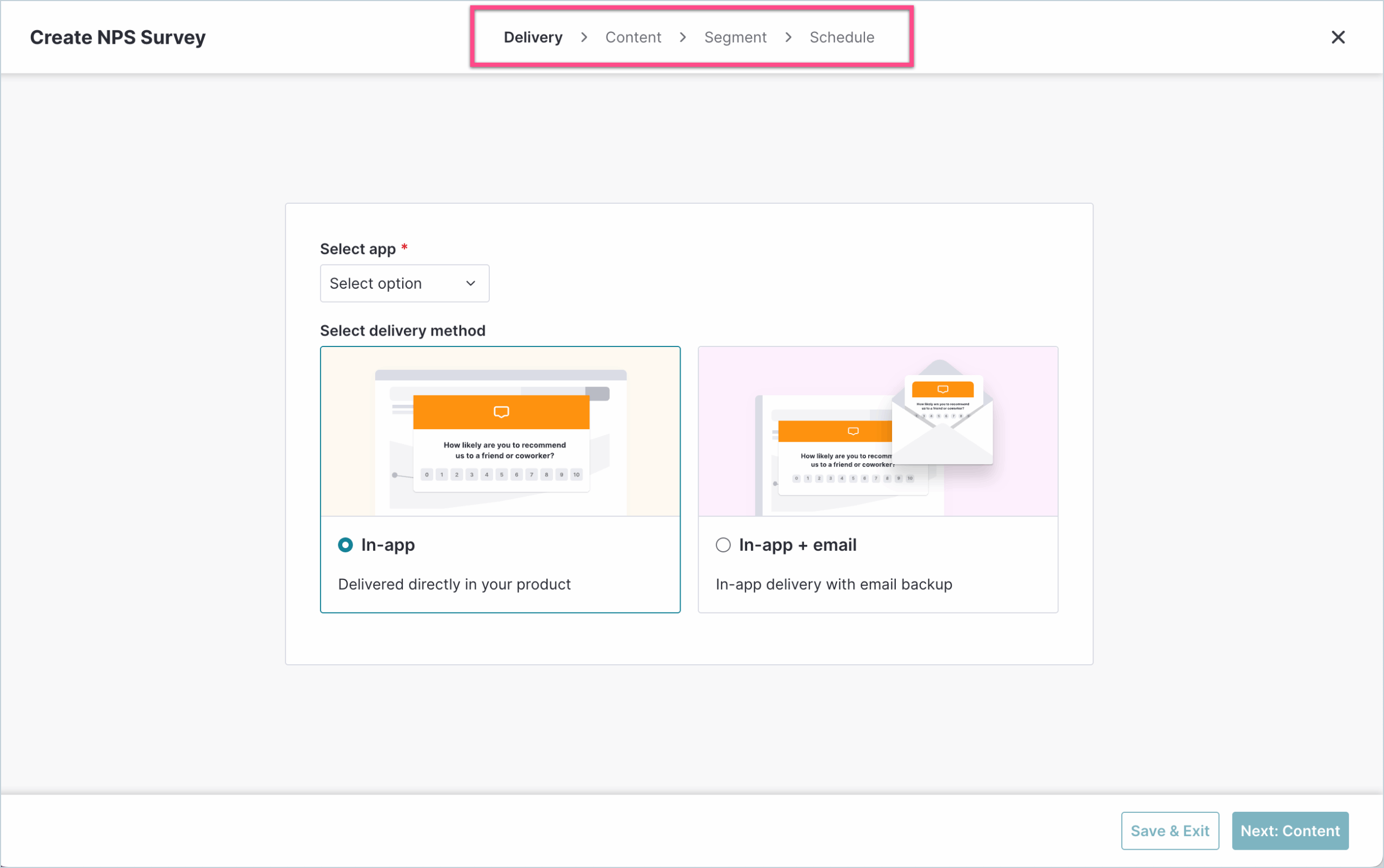 Pendo NPS surveys for loyalty and customer satisfaction.
