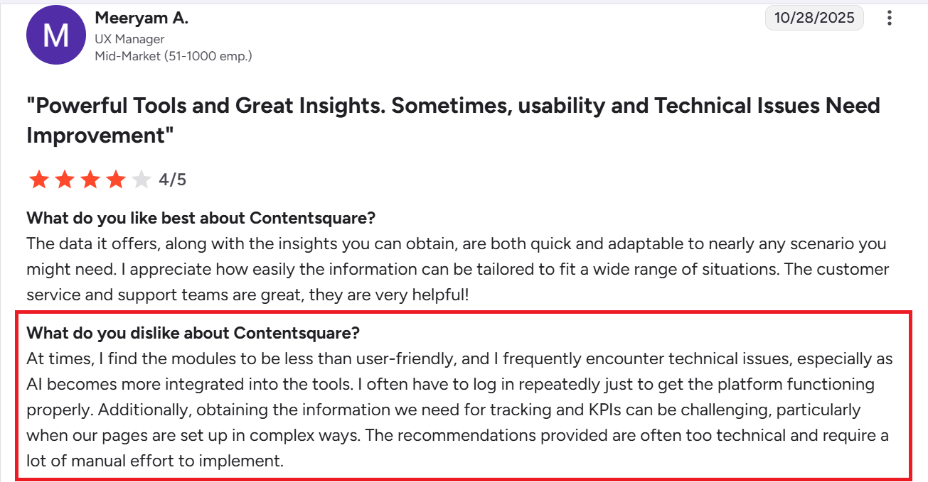 Contentsquare negative review