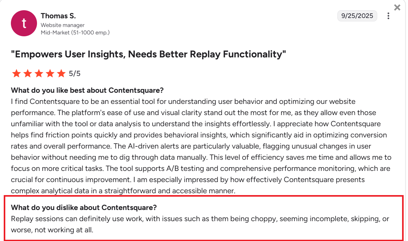 Contentsquare negative review