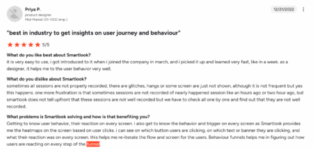 a pm of saas company reviews smartlook
