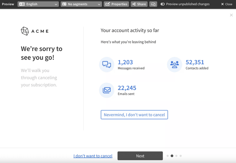 acme cancellation flow preview