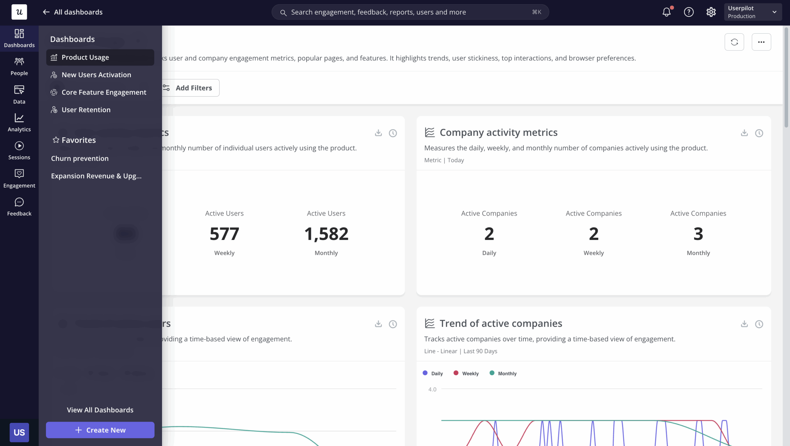 Dashboards and reports in Userpilot.