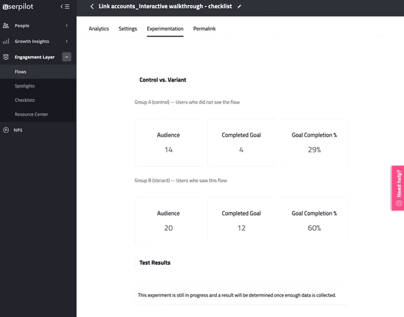 Analyze A/B tests in Userpilot