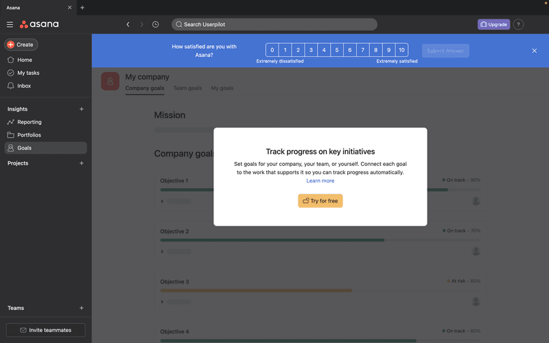 Asana’s CSAT survey.