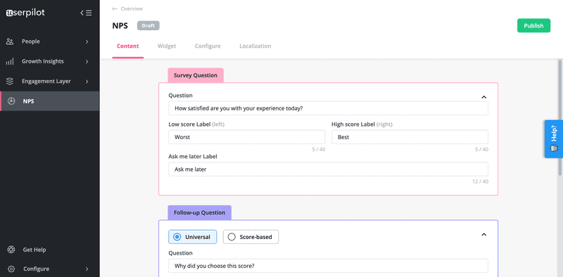building surveys in userpilot